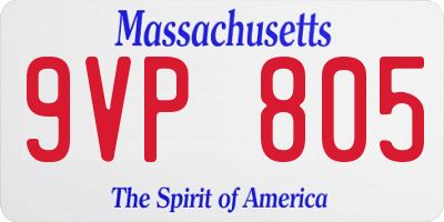 MA license plate 9VP805