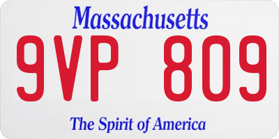 MA license plate 9VP809