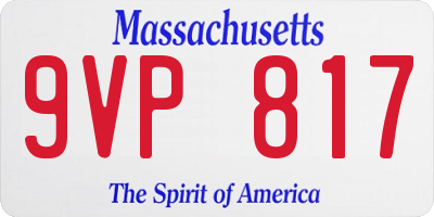 MA license plate 9VP817