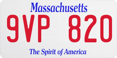 MA license plate 9VP820