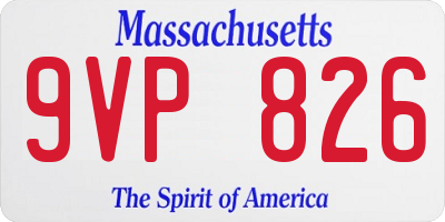 MA license plate 9VP826