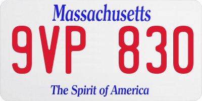 MA license plate 9VP830