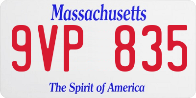 MA license plate 9VP835