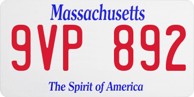 MA license plate 9VP892