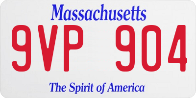 MA license plate 9VP904