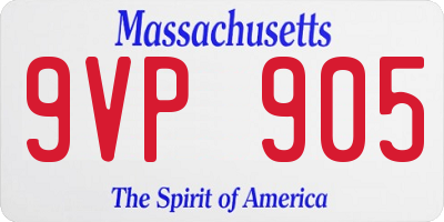 MA license plate 9VP905