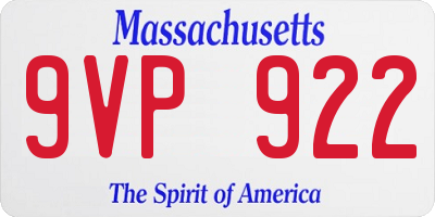MA license plate 9VP922