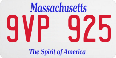 MA license plate 9VP925