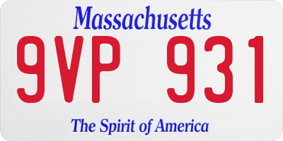 MA license plate 9VP931