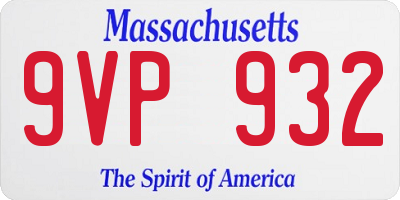 MA license plate 9VP932