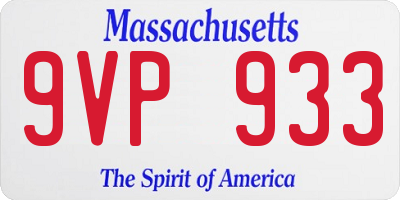 MA license plate 9VP933