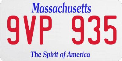 MA license plate 9VP935