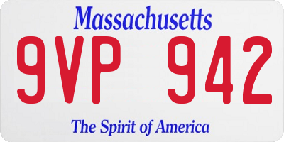 MA license plate 9VP942