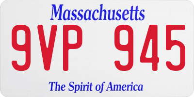MA license plate 9VP945