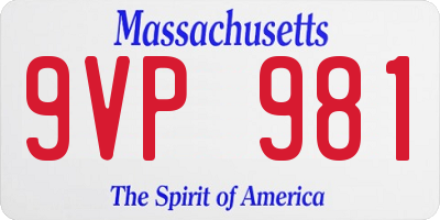 MA license plate 9VP981