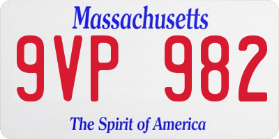 MA license plate 9VP982