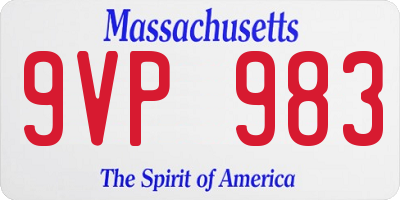 MA license plate 9VP983