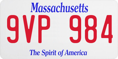 MA license plate 9VP984