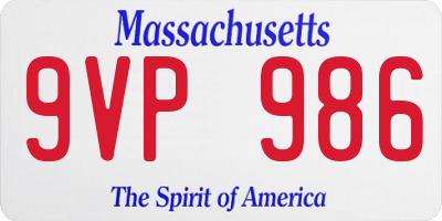 MA license plate 9VP986