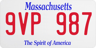 MA license plate 9VP987