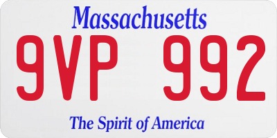 MA license plate 9VP992