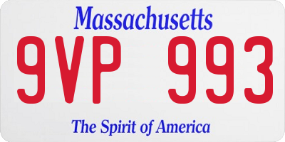 MA license plate 9VP993