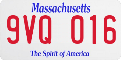 MA license plate 9VQ016