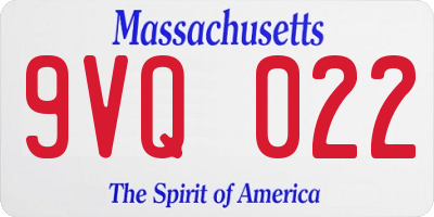 MA license plate 9VQ022