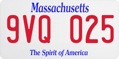 MA license plate 9VQ025