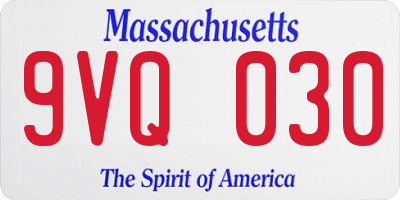 MA license plate 9VQ030