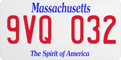 MA license plate 9VQ032