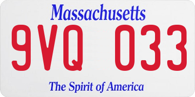 MA license plate 9VQ033
