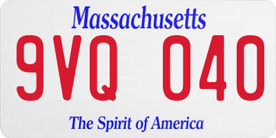 MA license plate 9VQ040