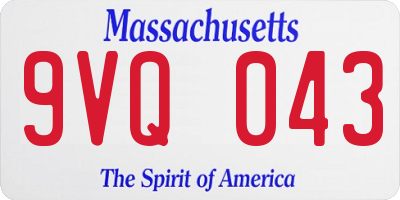 MA license plate 9VQ043