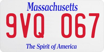 MA license plate 9VQ067
