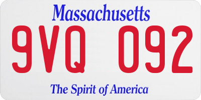 MA license plate 9VQ092
