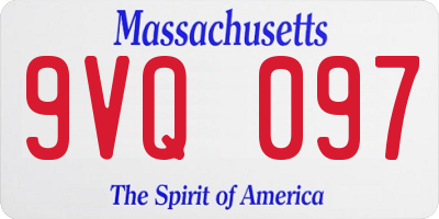 MA license plate 9VQ097