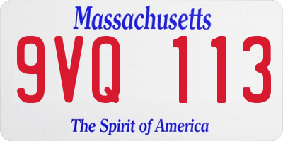 MA license plate 9VQ113