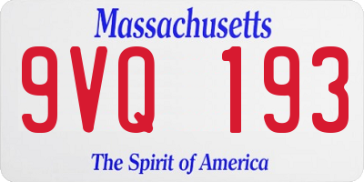 MA license plate 9VQ193