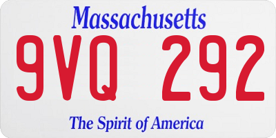 MA license plate 9VQ292