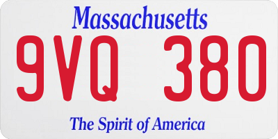 MA license plate 9VQ380
