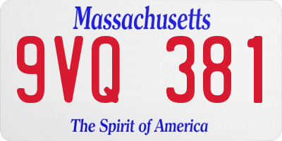 MA license plate 9VQ381