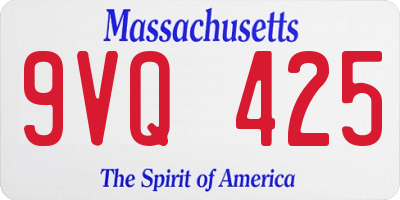 MA license plate 9VQ425