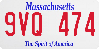 MA license plate 9VQ474
