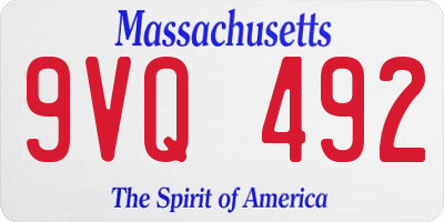 MA license plate 9VQ492