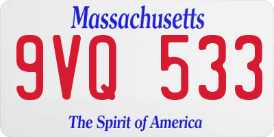 MA license plate 9VQ533