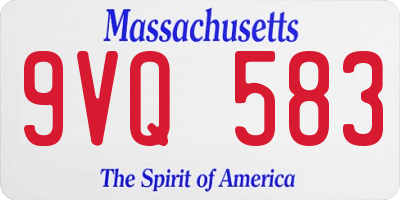 MA license plate 9VQ583