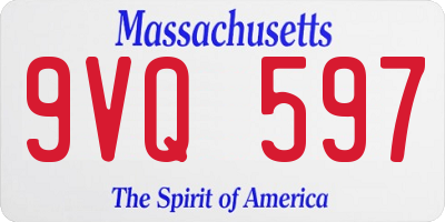 MA license plate 9VQ597