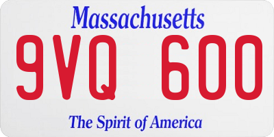 MA license plate 9VQ600