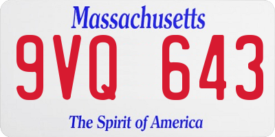 MA license plate 9VQ643
